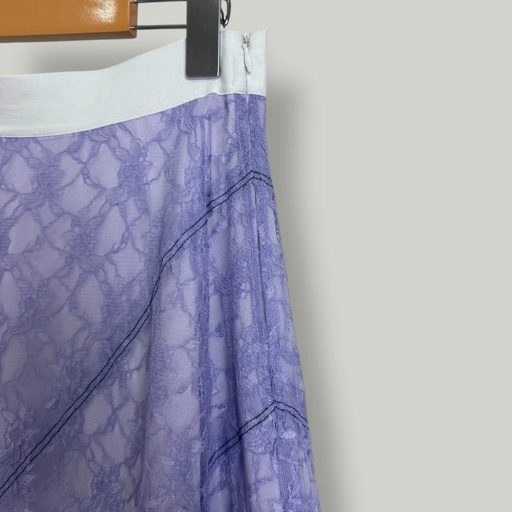 Sandro Skirt Women Size 3 Medium Midi Highwaisted Lace Preppy A-line High-rise - Picture 8 of 14